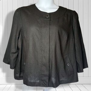 Chic Black Women's 3/4 Sleeve Linen Blend Jacket